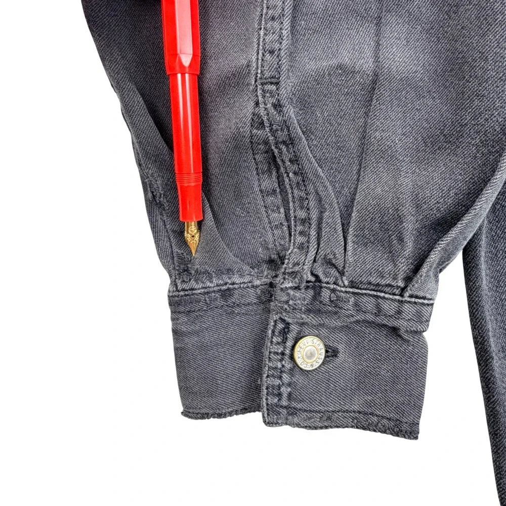 Levi's Red Tab Denim Shirt Men LARGE Blk Gray Metal Button Workwear Y2K Vintage